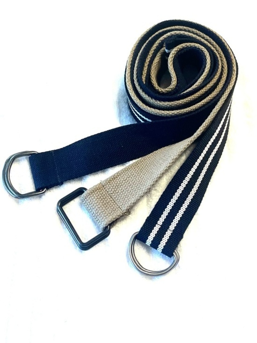 3! Canvas Belts! Navy, Navy Stripe and Khaki!